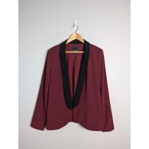 TROUVÉ Blazer Womens L Red Shawl Lapel Lined Tailored Slim Career Jacket